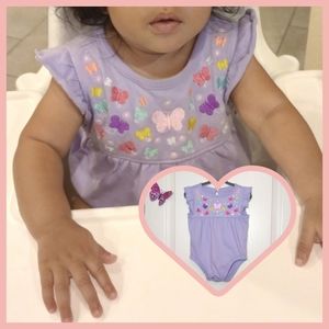 Garanimals 🦋 butterflies baby girls lavender flutter sleeve one-piece bodysuit